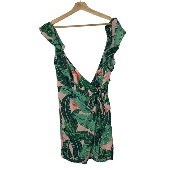 Show Me Your Mumu X Barbie Raquelle Green Floral Romper L - Picture 2 of 5
